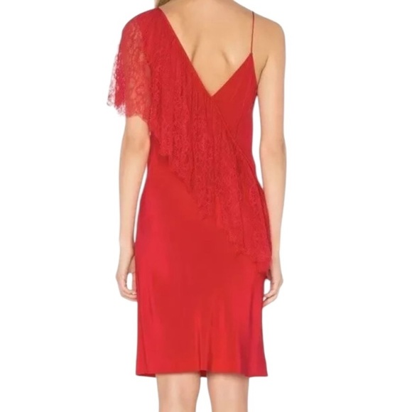 Diane Von Furstenberg Sleeveless Ruffle Front Lace Dress 8 Lipstick Party NWT - Picture 3 of 8